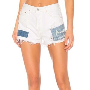 Grlfrnd white patchwork jean shorts NWOT
